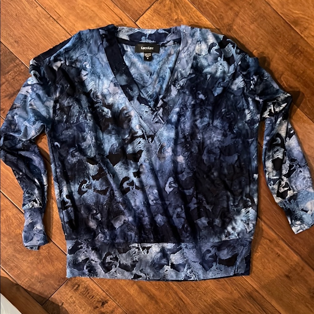 Karen Kane Blue Tie-Dye Blouse
